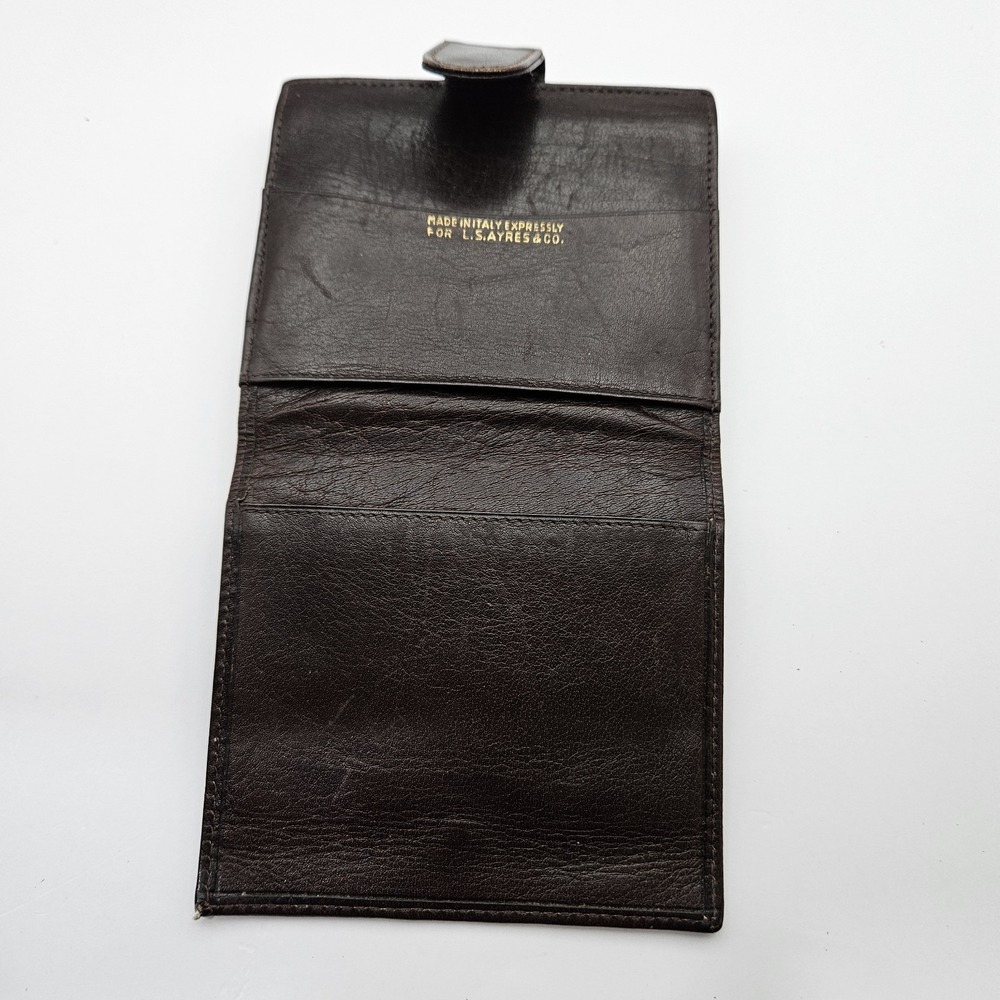 L.S. Ayres Women's‎ Unisex Wallet Brown Leather Vintage Made in Italy Kiss Lock - Picture 5 of 13